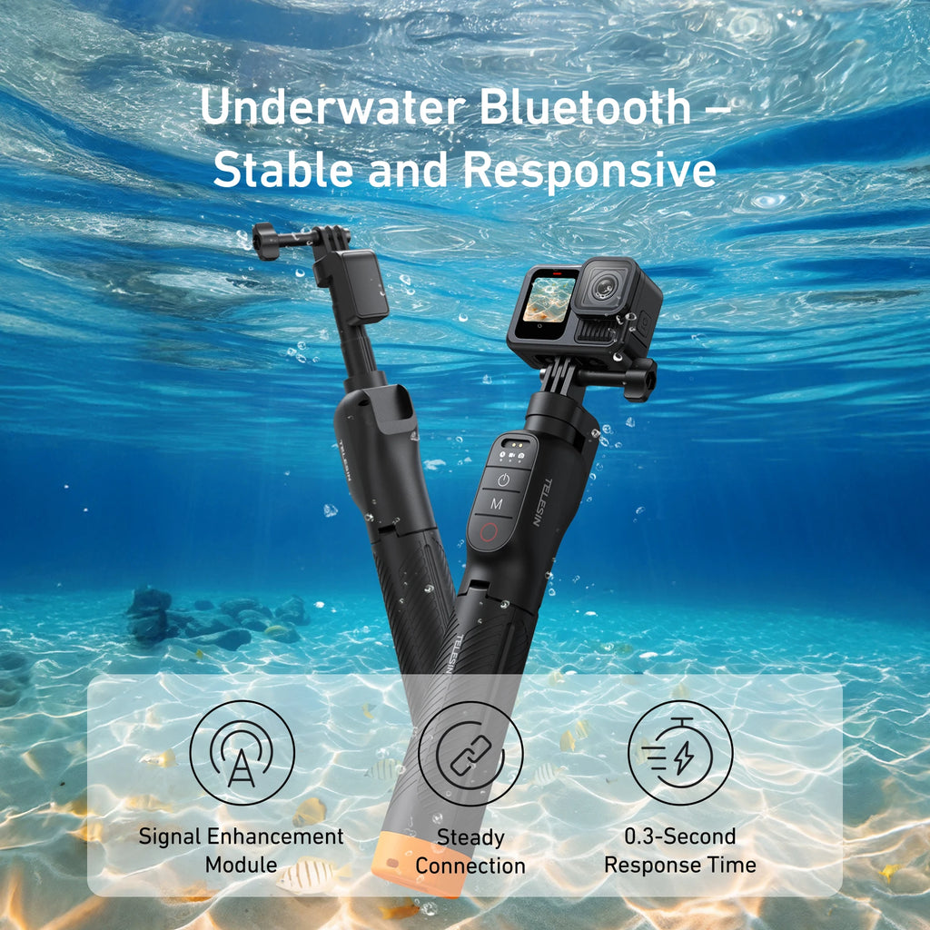 Bastão de selfie subaquático com tripé Bluetooth TELESIN para GoPro