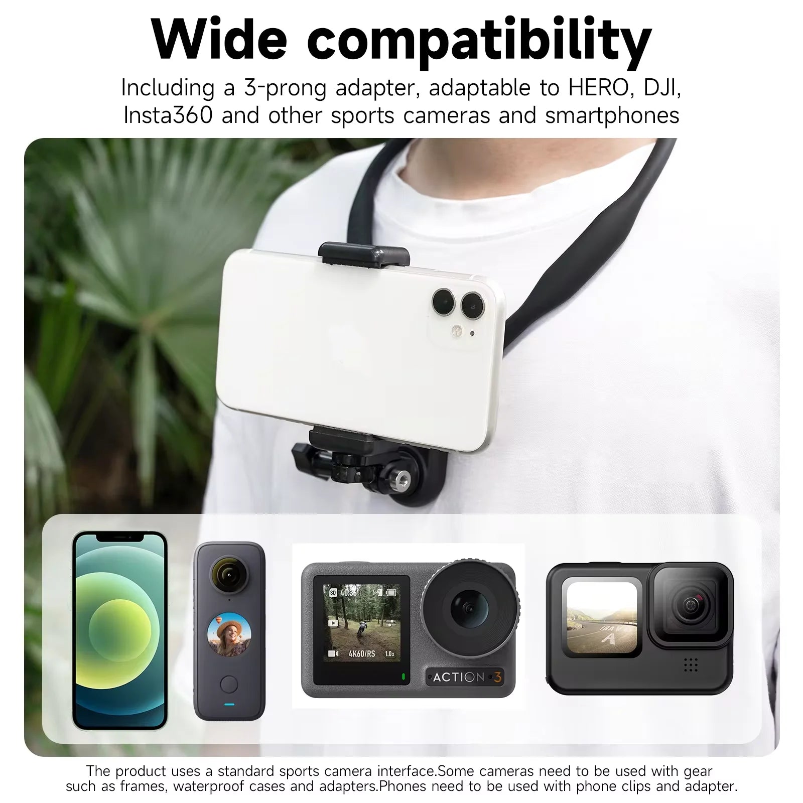 Suporte de pescoço para câmera de ação TELESIN SE 2.0